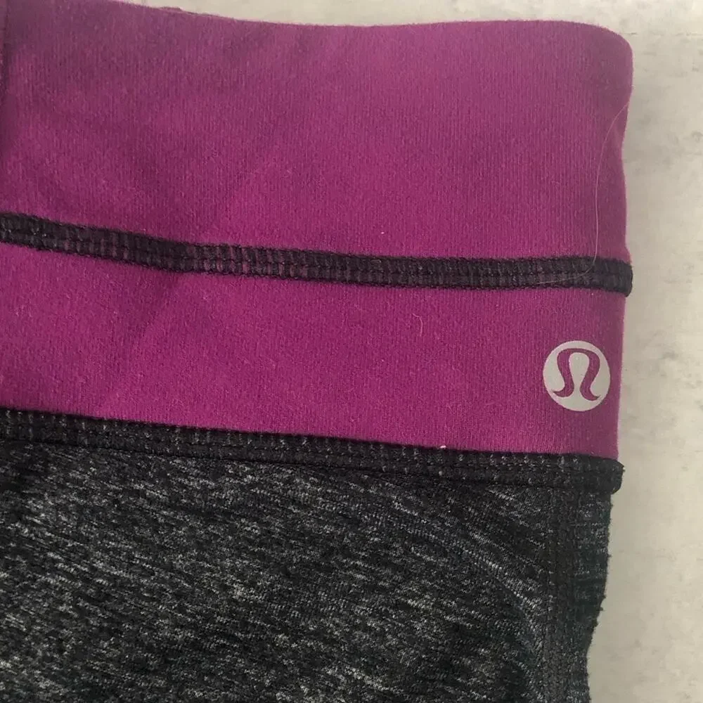 Lululemon Gray & Magenta Purple Cropped Leggings